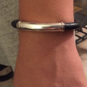 Unisex Sterling silver and rubber bracelet